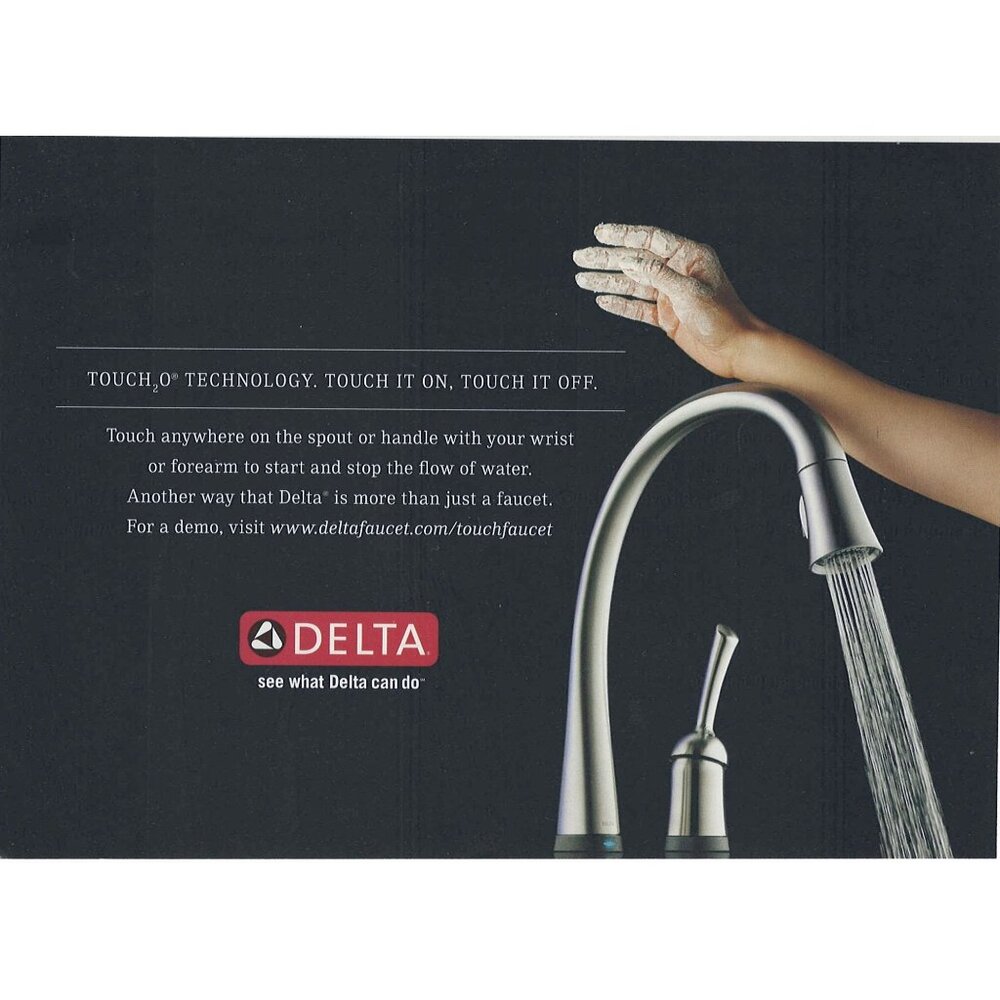 2010 Delta Faucet Partial Page Print Ad Original Wrist Turn Water On u